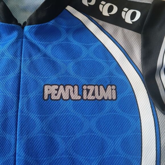 Pearl Izumi Men's Blue Cycling Jersey Color Block Full Zip Mock Neck - Picture 9 of 10